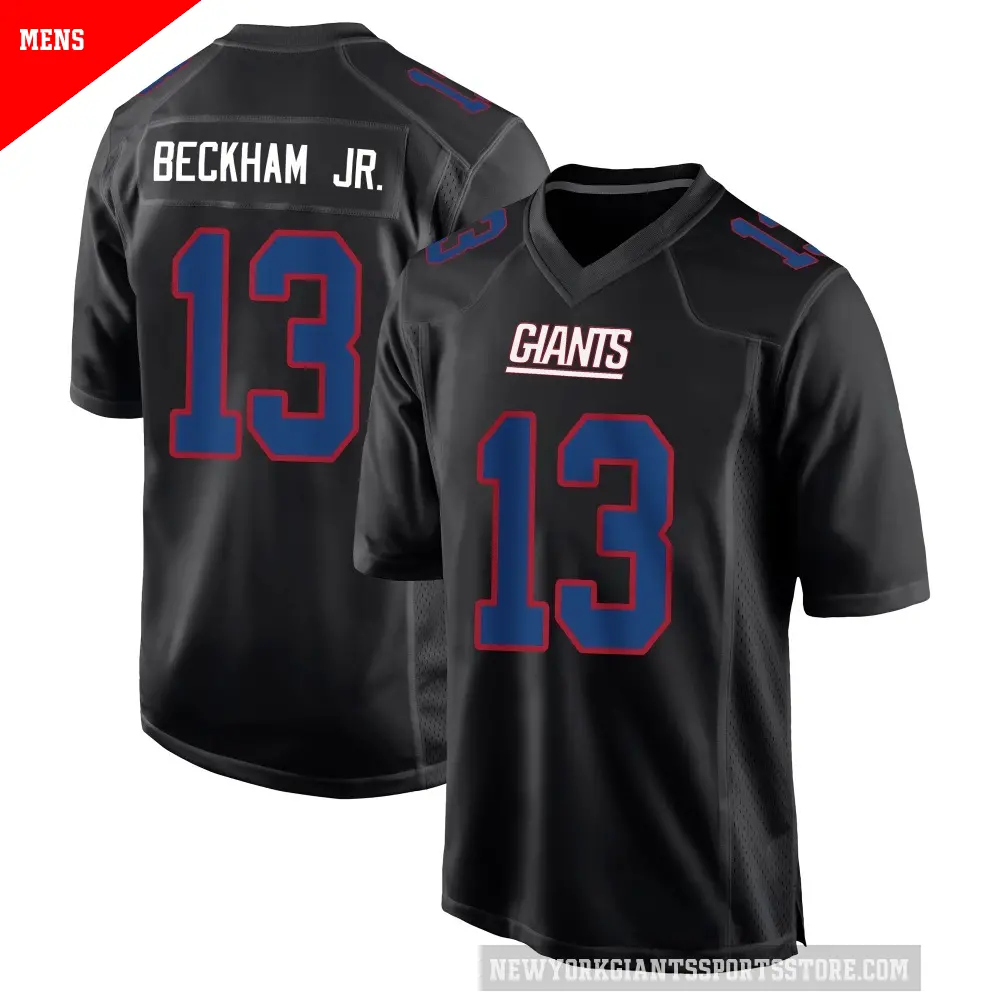 Men's New York Giants ＃13 Odell Beckham Jr. Black Game Carbon Fashion Jersey