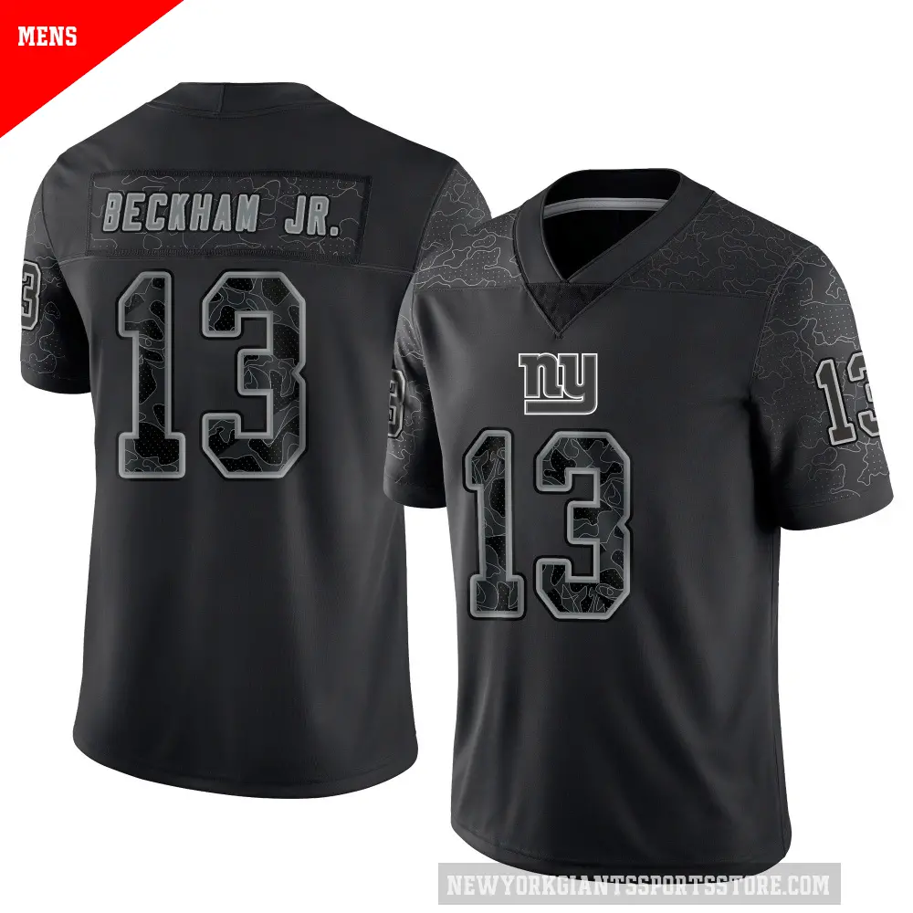 Men's New York Giants ＃13 Odell Beckham Jr. Black Limited Reflective Jersey