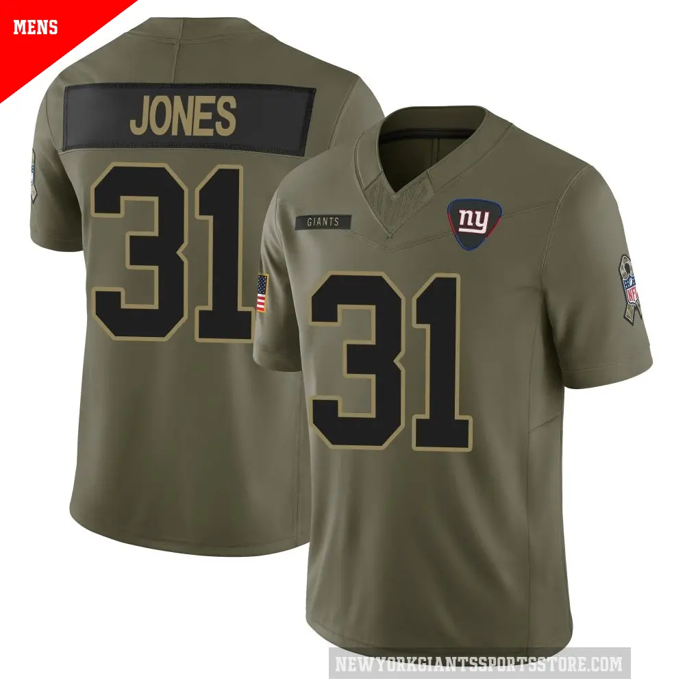 Men's New York Giants ＃31 Nic Jones Olive Limited 2025 Salute to Service Jersey