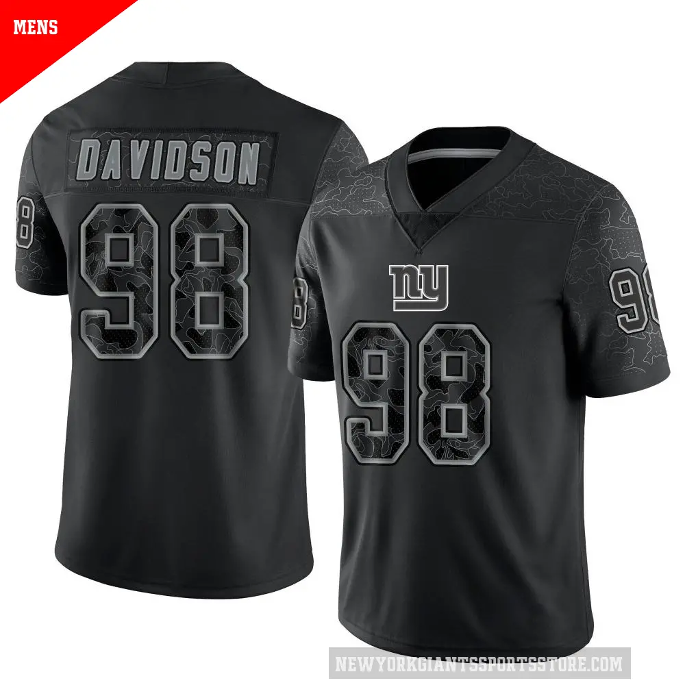 Men's New York Giants ＃98 D.J. Davidson Black Limited Reflective Jersey