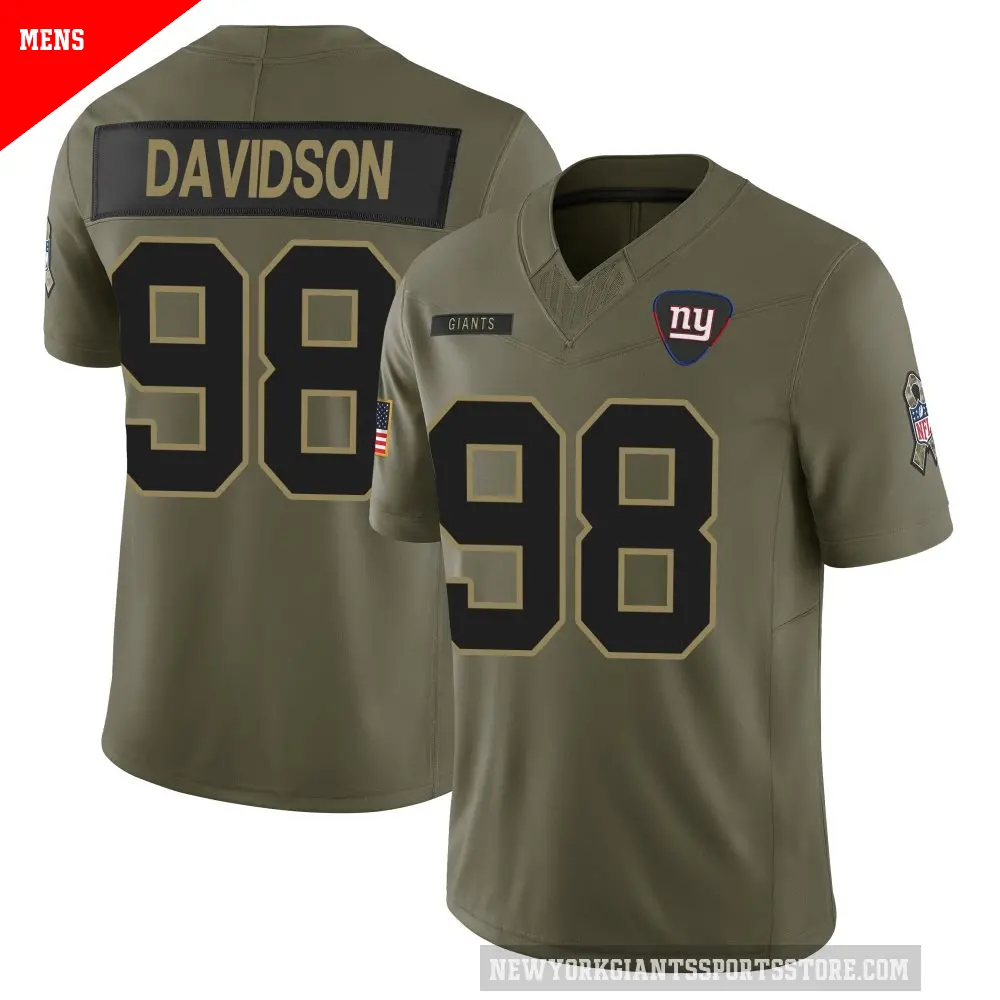 Men's New York Giants ＃98 D.J. Davidson Olive Limited 2025 Salute to Service Jersey