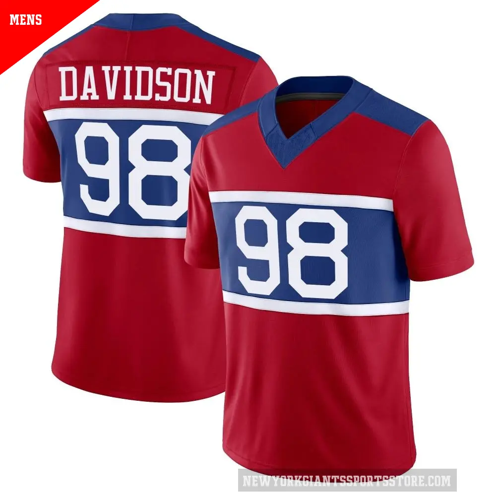 Men's New York Giants ＃98 D.J. Davidson Red Limited Century Alternate Vapor F.U.S.E. Jersey