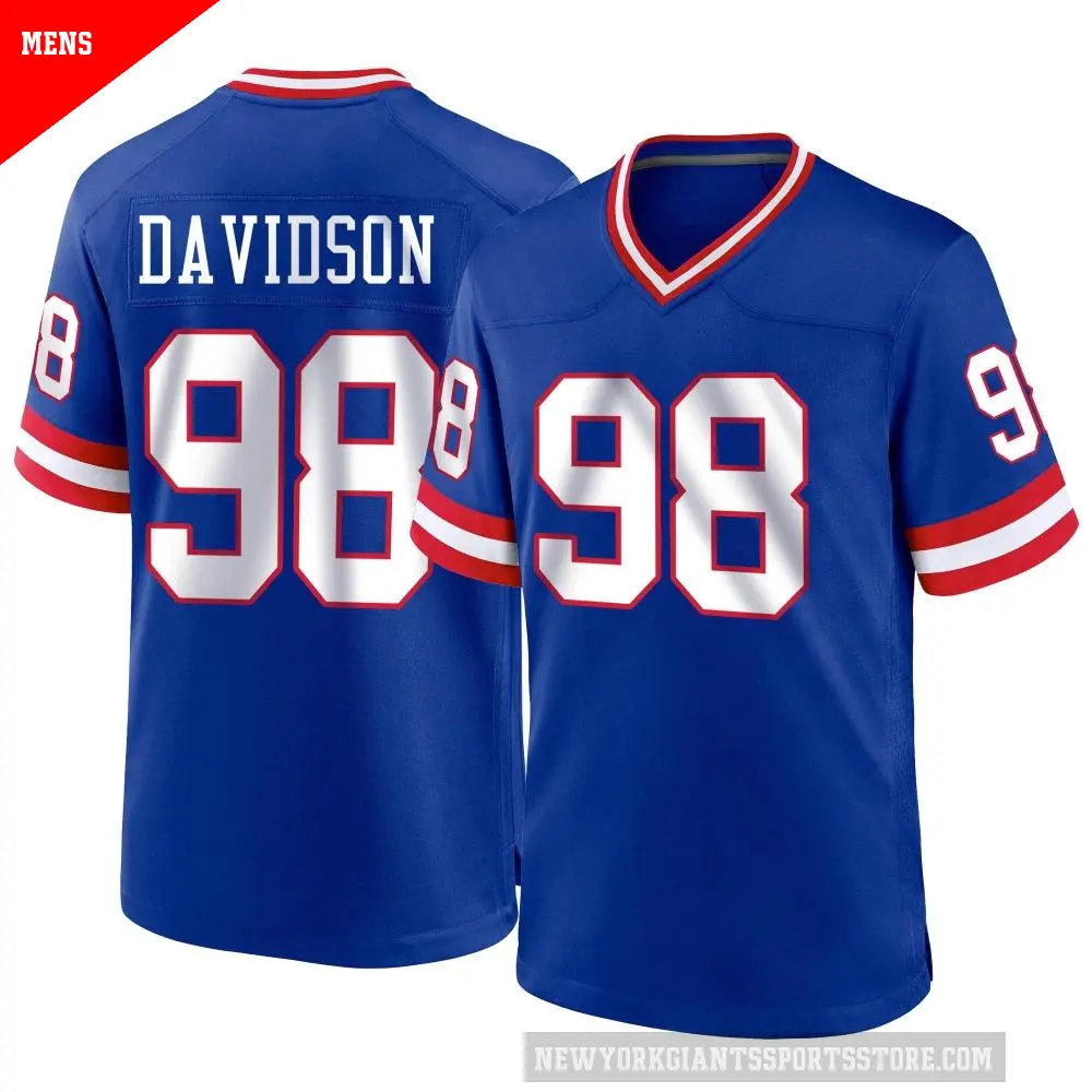 Men's New York Giants ＃98 D.J. Davidson Royal Game Classic Jersey