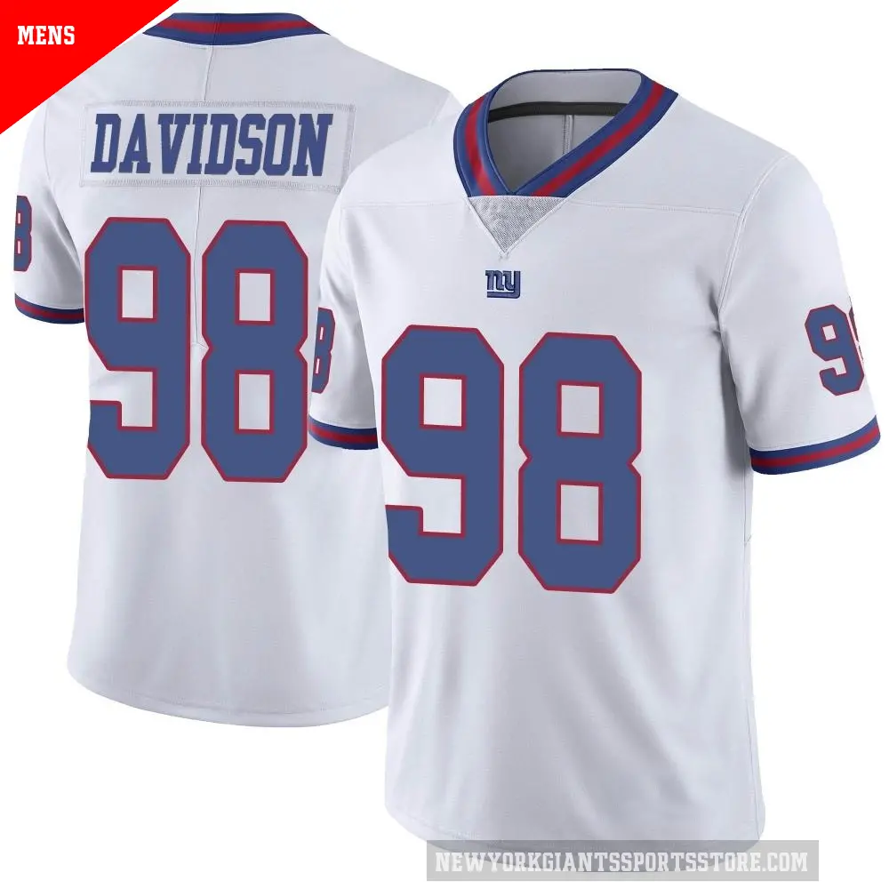 Men's New York Giants ＃98 D.J. Davidson White Limited Color Rush Jersey