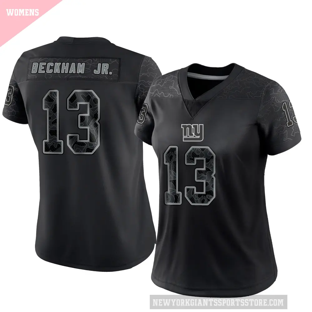 Women's New York Giants ＃13 Odell Beckham Jr. Black Limited Reflective Jersey