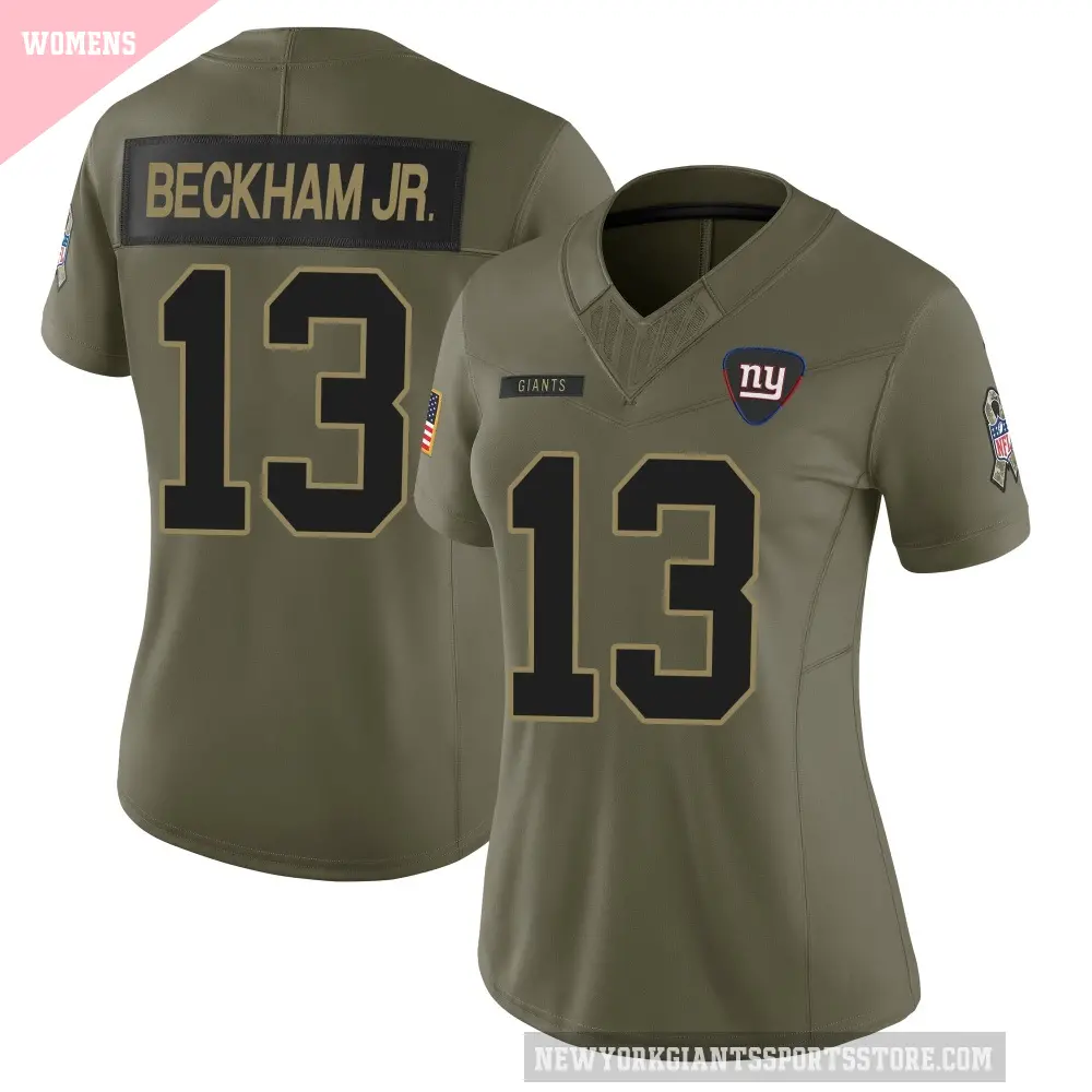 Women's New York Giants ＃13 Odell Beckham Jr. Olive Limited 2025 Salute to Service Jersey