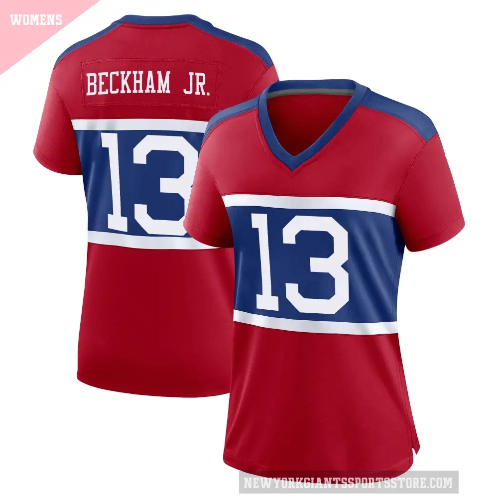 Women's New York Giants ＃13 Odell Beckham Jr. Red Game Century Alternate Jersey