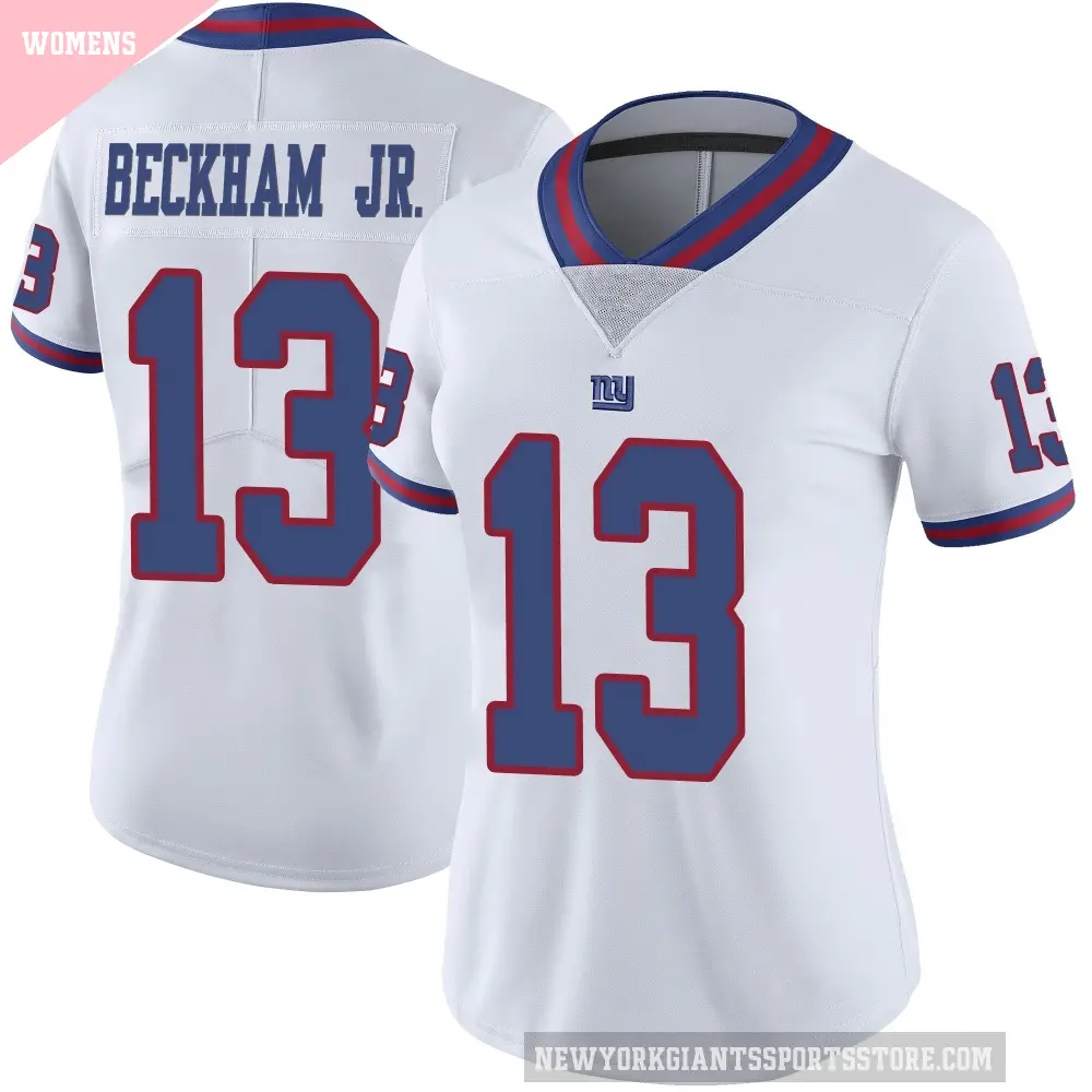 Women's New York Giants ＃13 Odell Beckham Jr. White Limited Color Rush Jersey