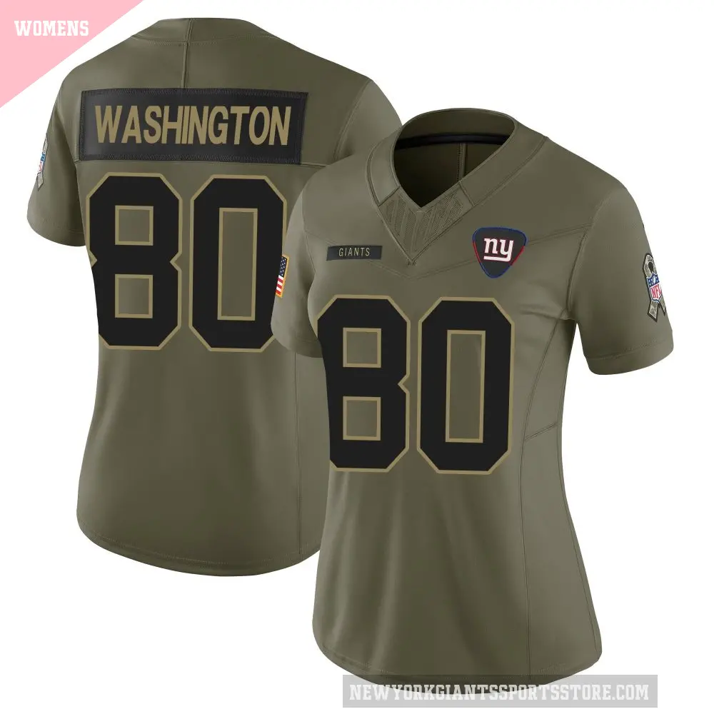 Women's New York Giants ＃80 Montrell Washington Olive Limited 2025 Salute to Service Jersey