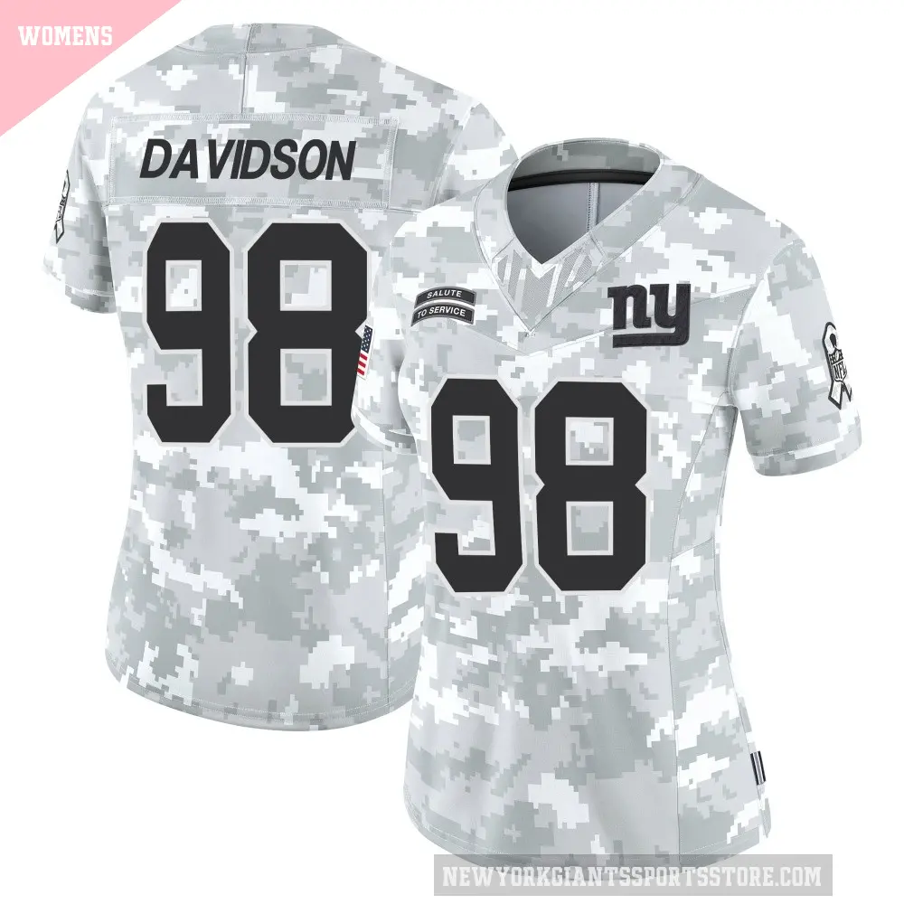 Women's New York Giants ＃98 D.J. Davidson Arctic Camo Limited 2024 Salute to Service Jersey