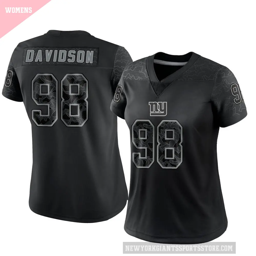 Women's New York Giants ＃98 D.J. Davidson Black Limited Reflective Jersey