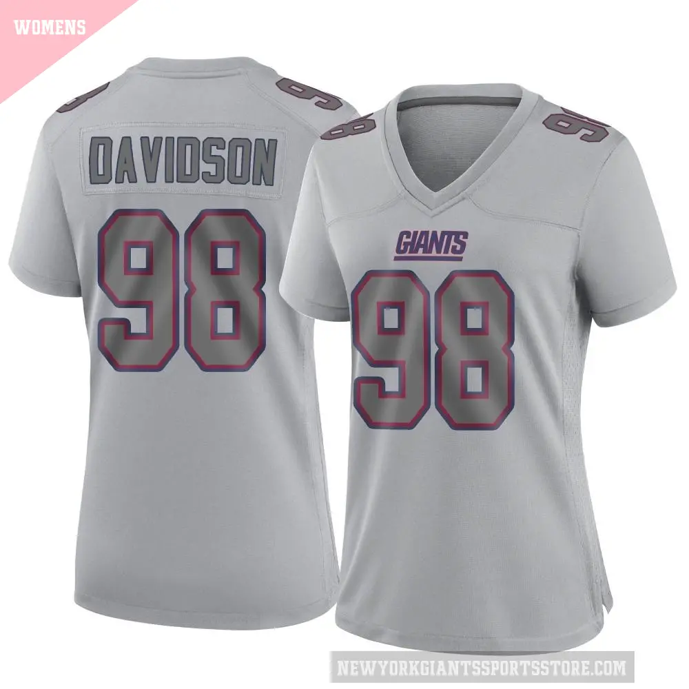Women's New York Giants ＃98 D.J. Davidson Gray Game Atmosphere Fashion Jersey