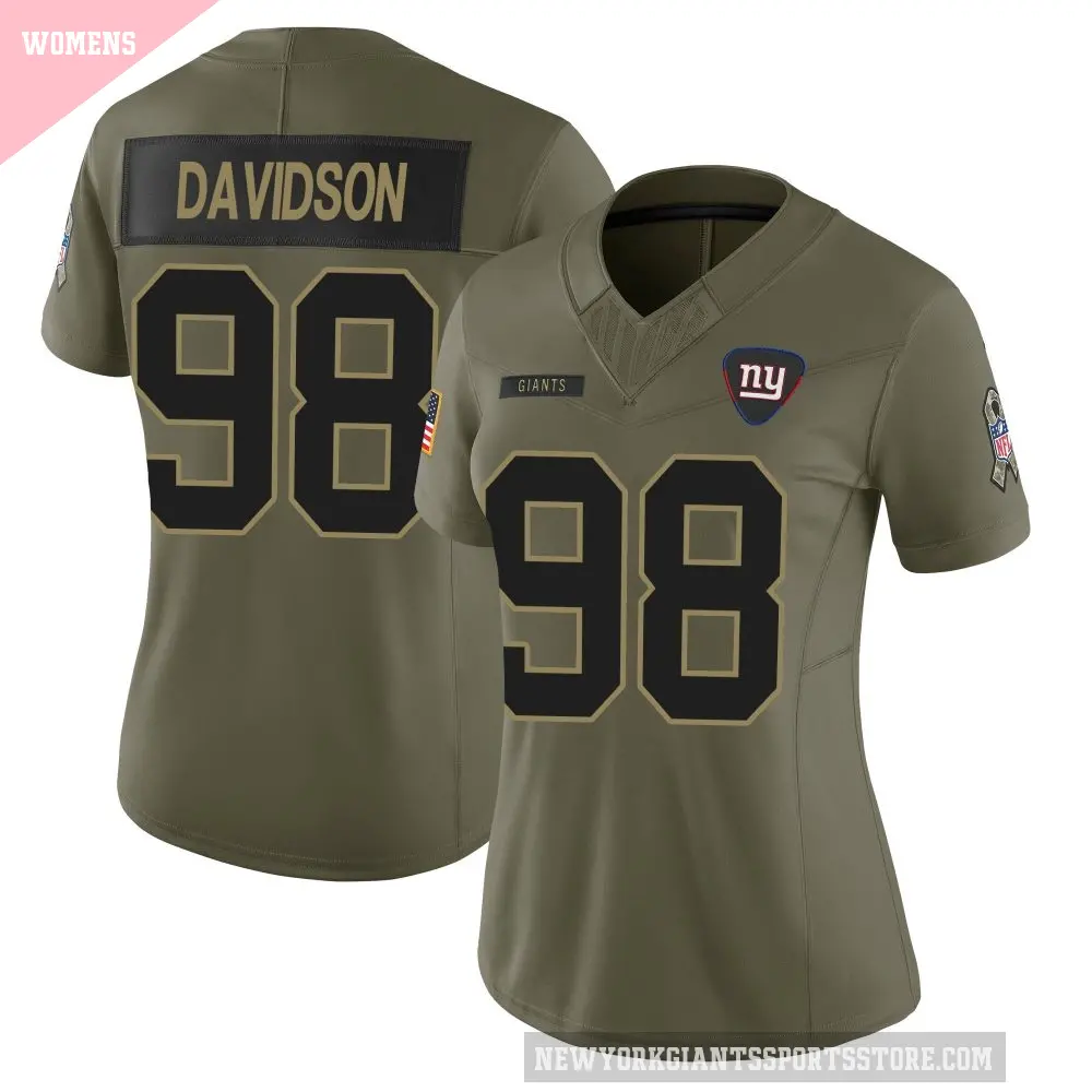 Women's New York Giants ＃98 D.J. Davidson Olive Limited 2025 Salute to Service Jersey