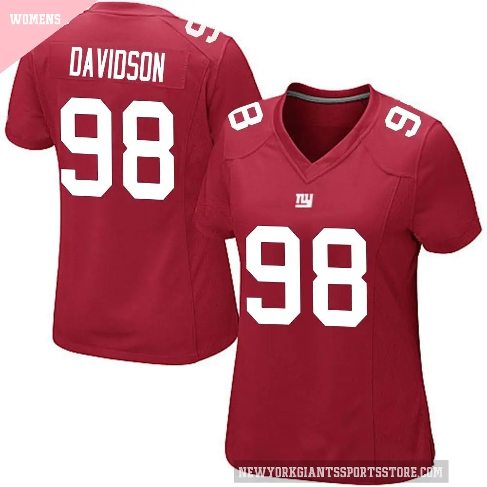 Women's New York Giants ＃98 D.J. Davidson Red Game Alternate Jersey