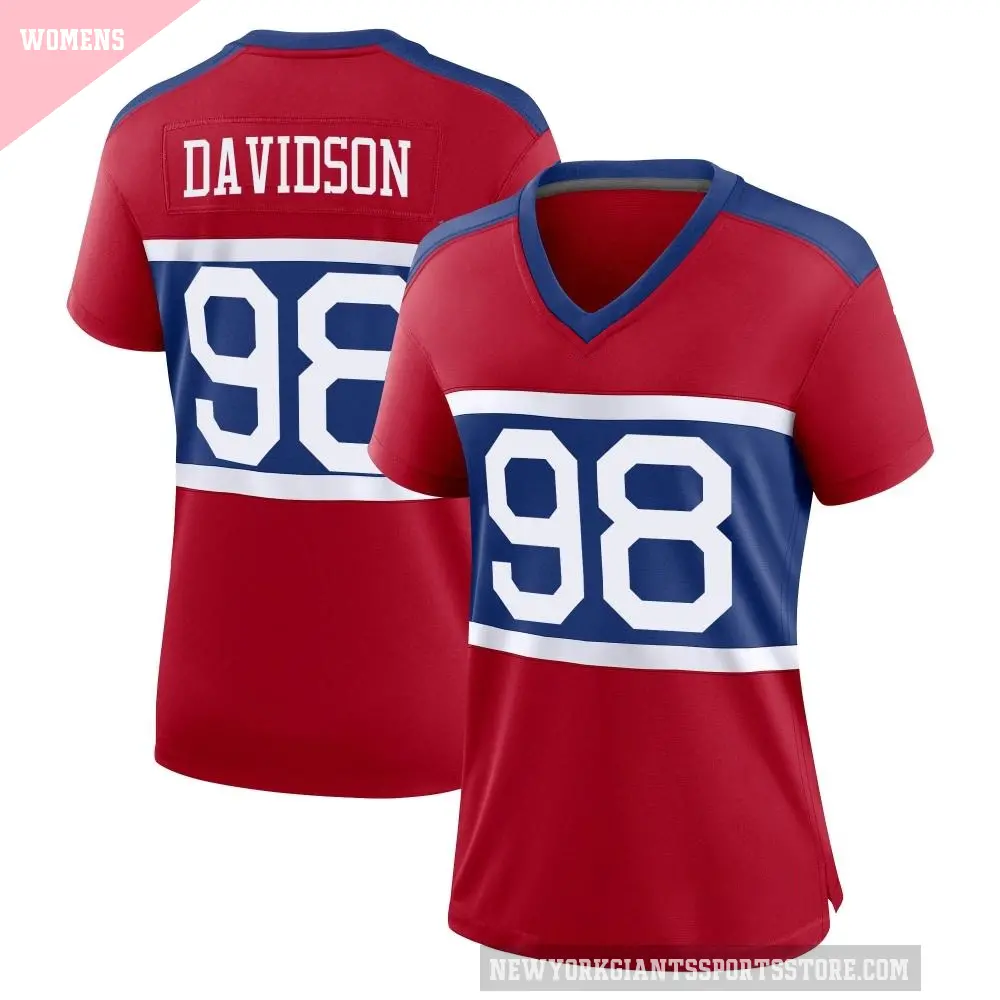 Women's New York Giants ＃98 D.J. Davidson Red Game Century Alternate Jersey