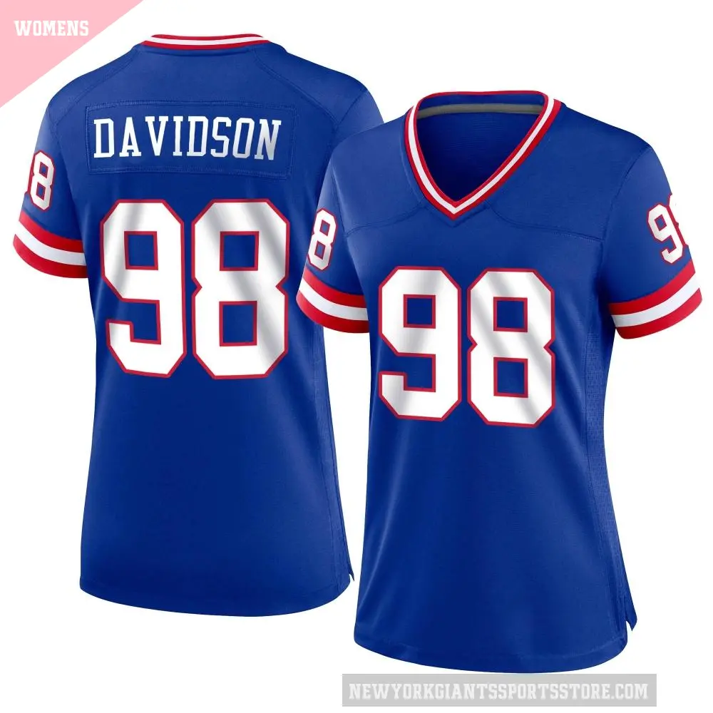 Women's New York Giants ＃98 D.J. Davidson Royal Game Classic Jersey