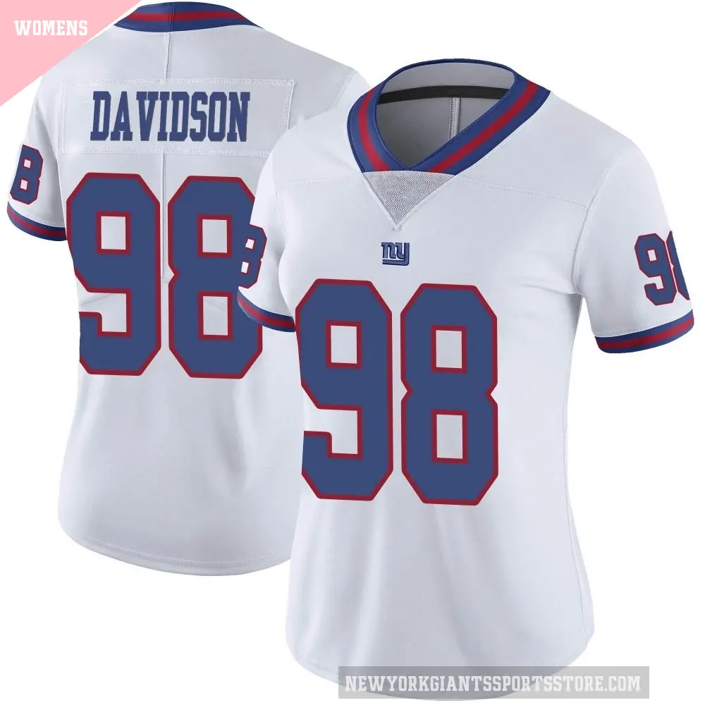 Women's New York Giants ＃98 D.J. Davidson White Limited Color Rush Jersey