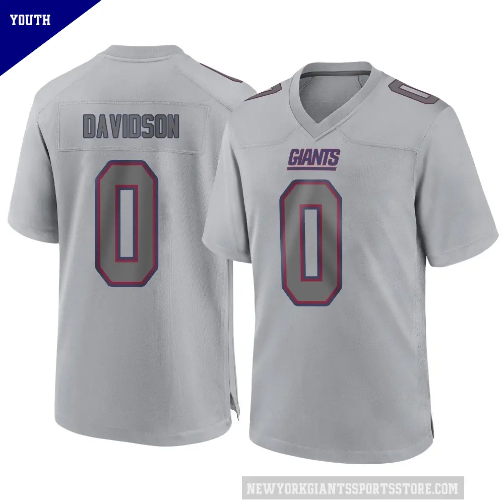 Youth New York Giants ＃0 Zach Davidson Gray Game Atmosphere Fashion Jersey