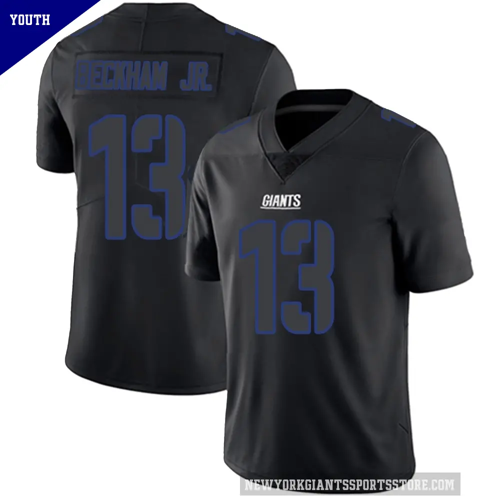 Youth New York Giants ＃13 Odell Beckham Jr. Black Impact Limited Jersey