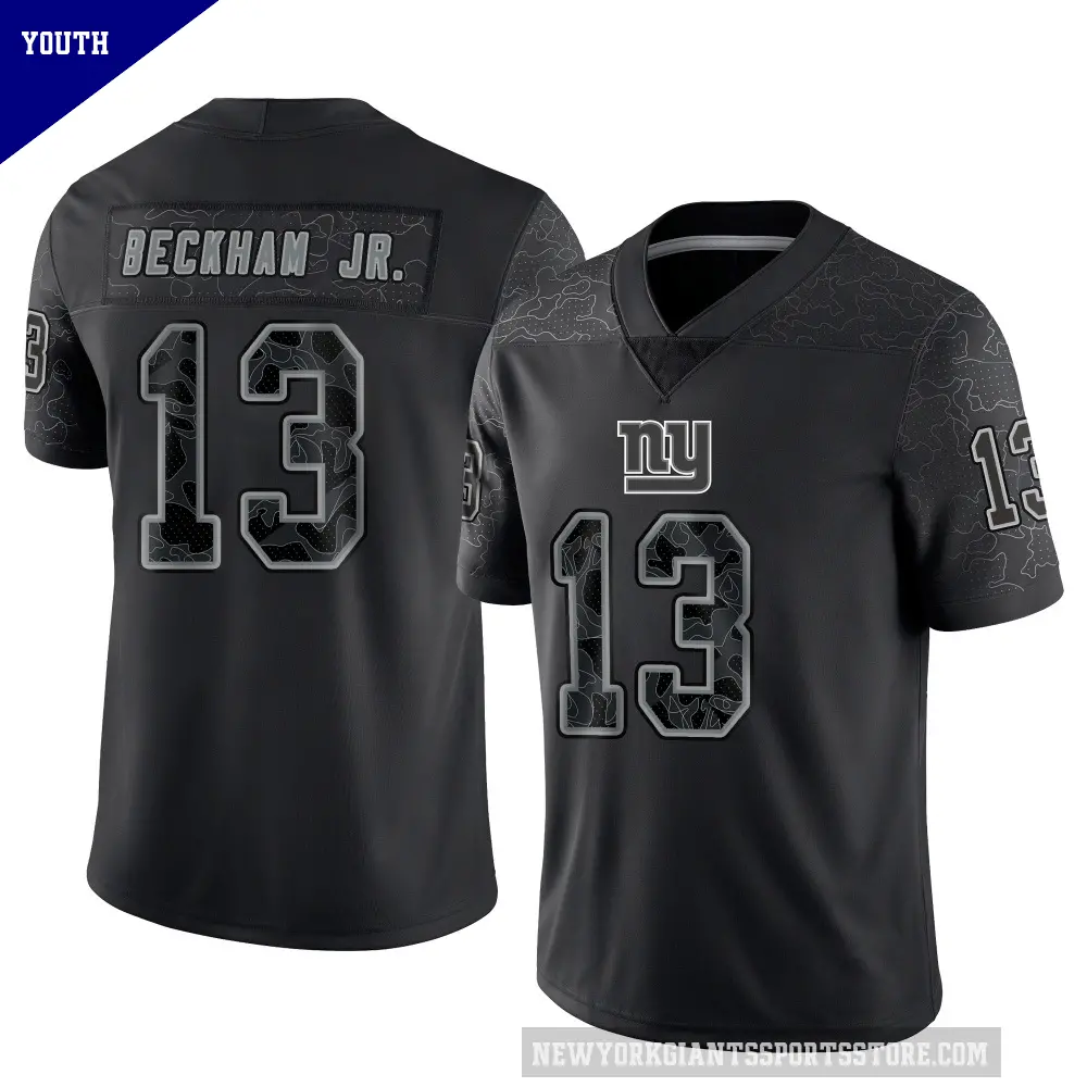 Youth New York Giants ＃13 Odell Beckham Jr. Black Limited Reflective Jersey