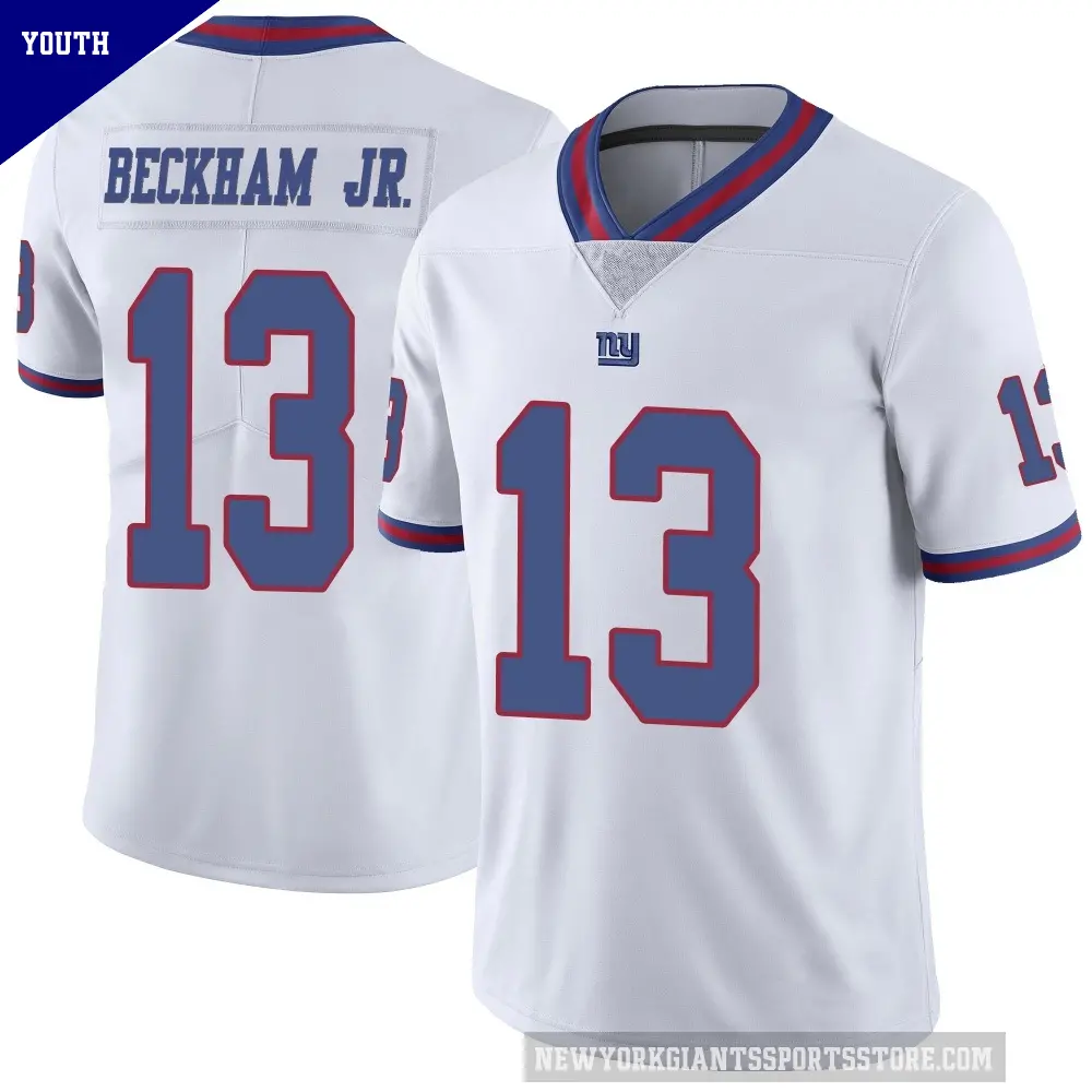 Youth New York Giants ＃13 Odell Beckham Jr. White Limited Color Rush Jersey