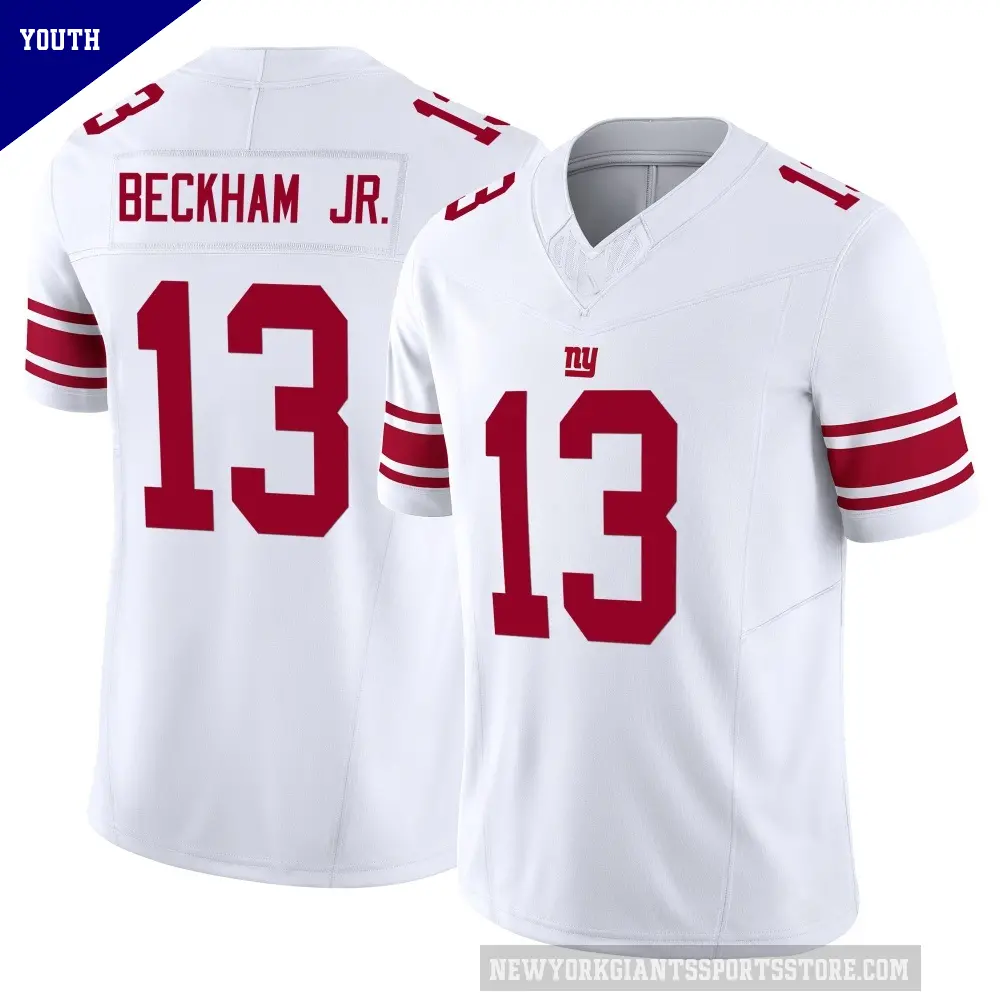 Youth New York Giants ＃13 Odell Beckham Jr. White Limited Vapor F.U.S.E. Jersey