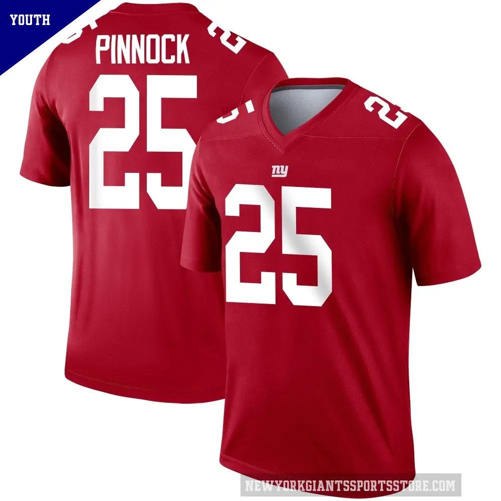 Youth New York Giants ＃25 Jason Pinnock Red Legend Inverted Jersey