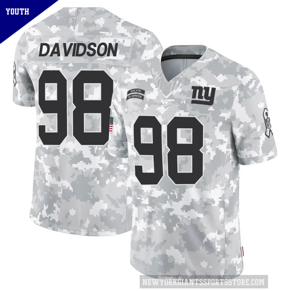 Youth New York Giants ＃98 D.J. Davidson Arctic Camo Limited 2024 Salute to Service Jersey
