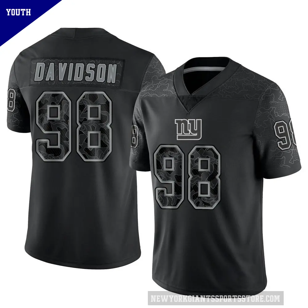 Youth New York Giants ＃98 D.J. Davidson Black Limited Reflective Jersey