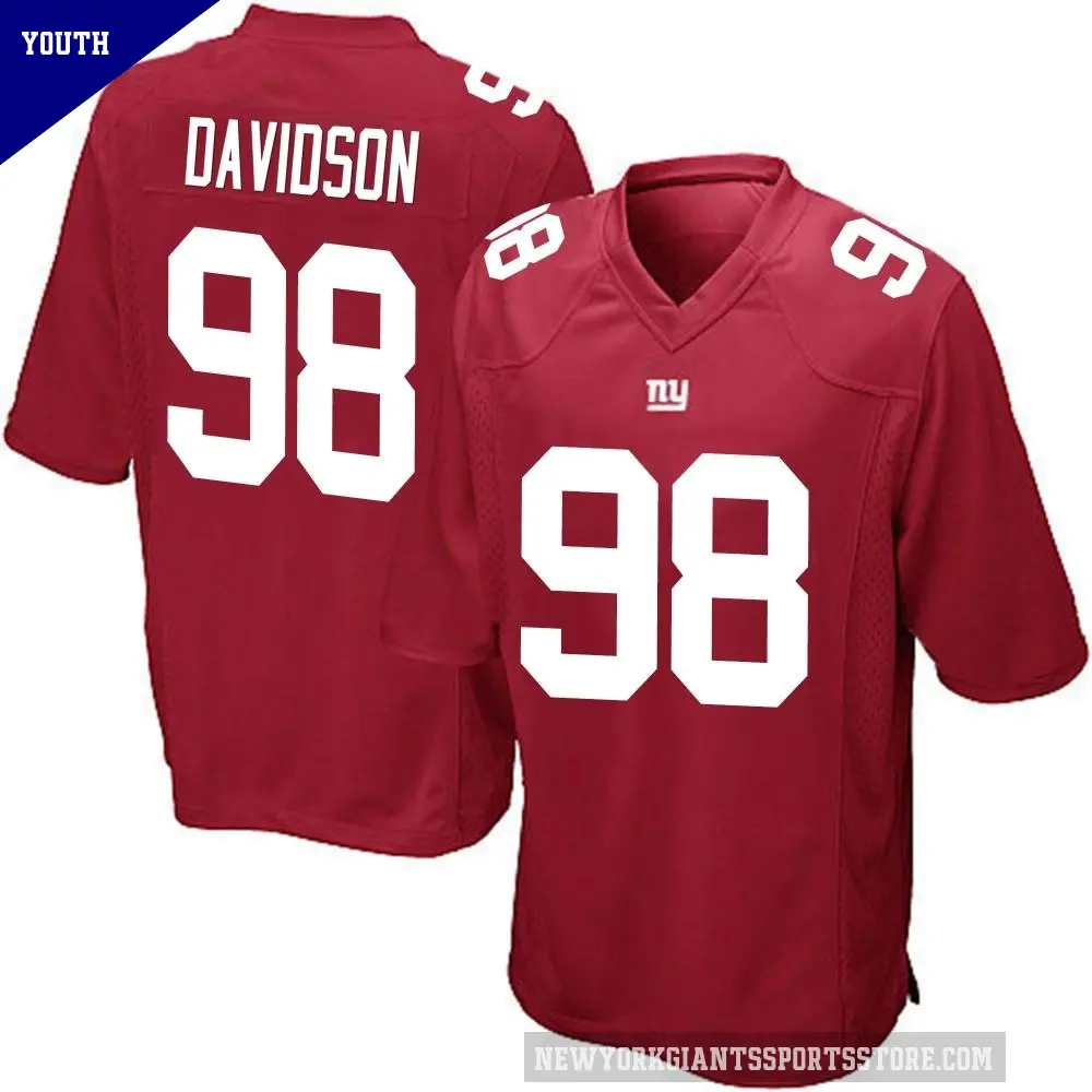 Youth New York Giants ＃98 D.J. Davidson Red Game Alternate Jersey