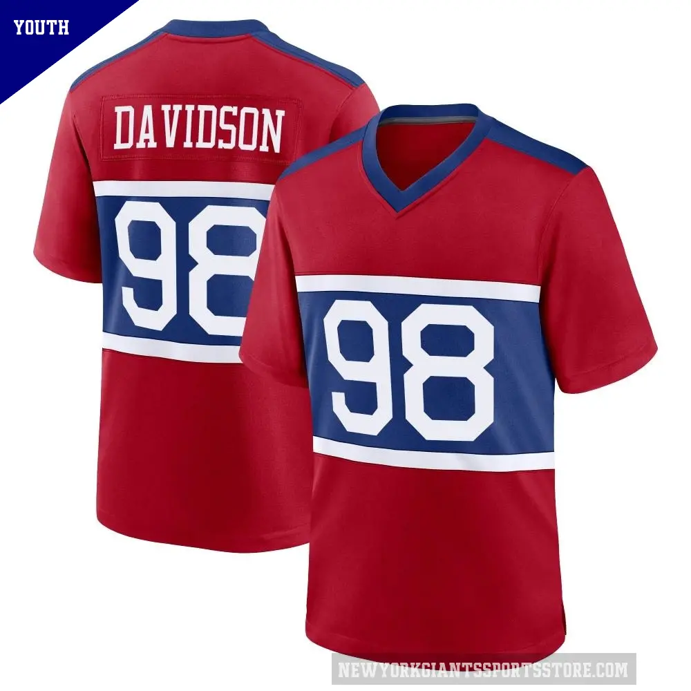 Youth New York Giants ＃98 D.J. Davidson Red Game Century Alternate Jersey