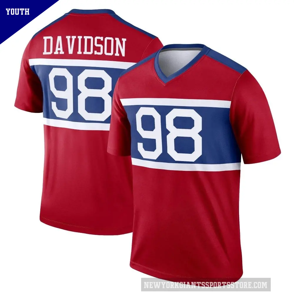 Youth New York Giants ＃98 D.J. Davidson Red Legend Century Alternate Jersey