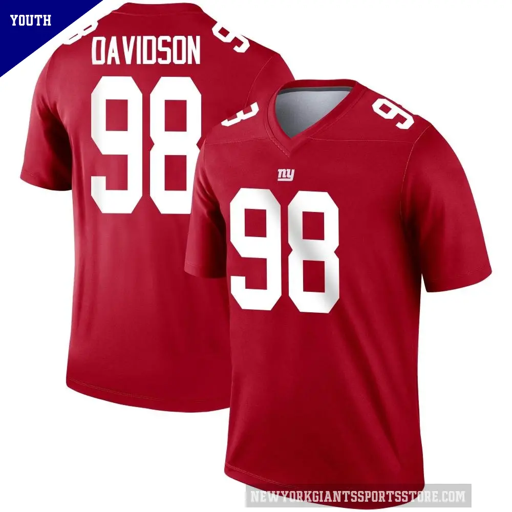 Youth New York Giants ＃98 D.J. Davidson Red Legend Inverted Jersey