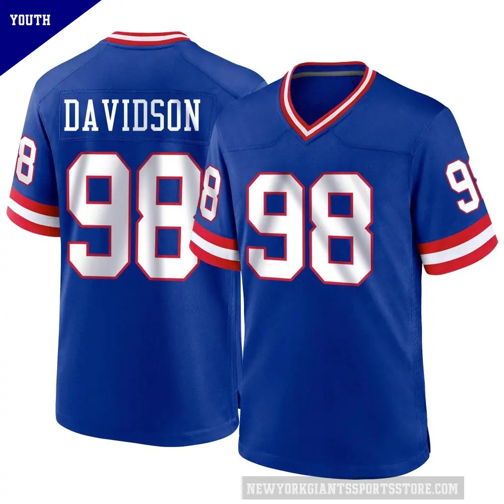 Youth New York Giants ＃98 D.J. Davidson Royal Game Classic Jersey