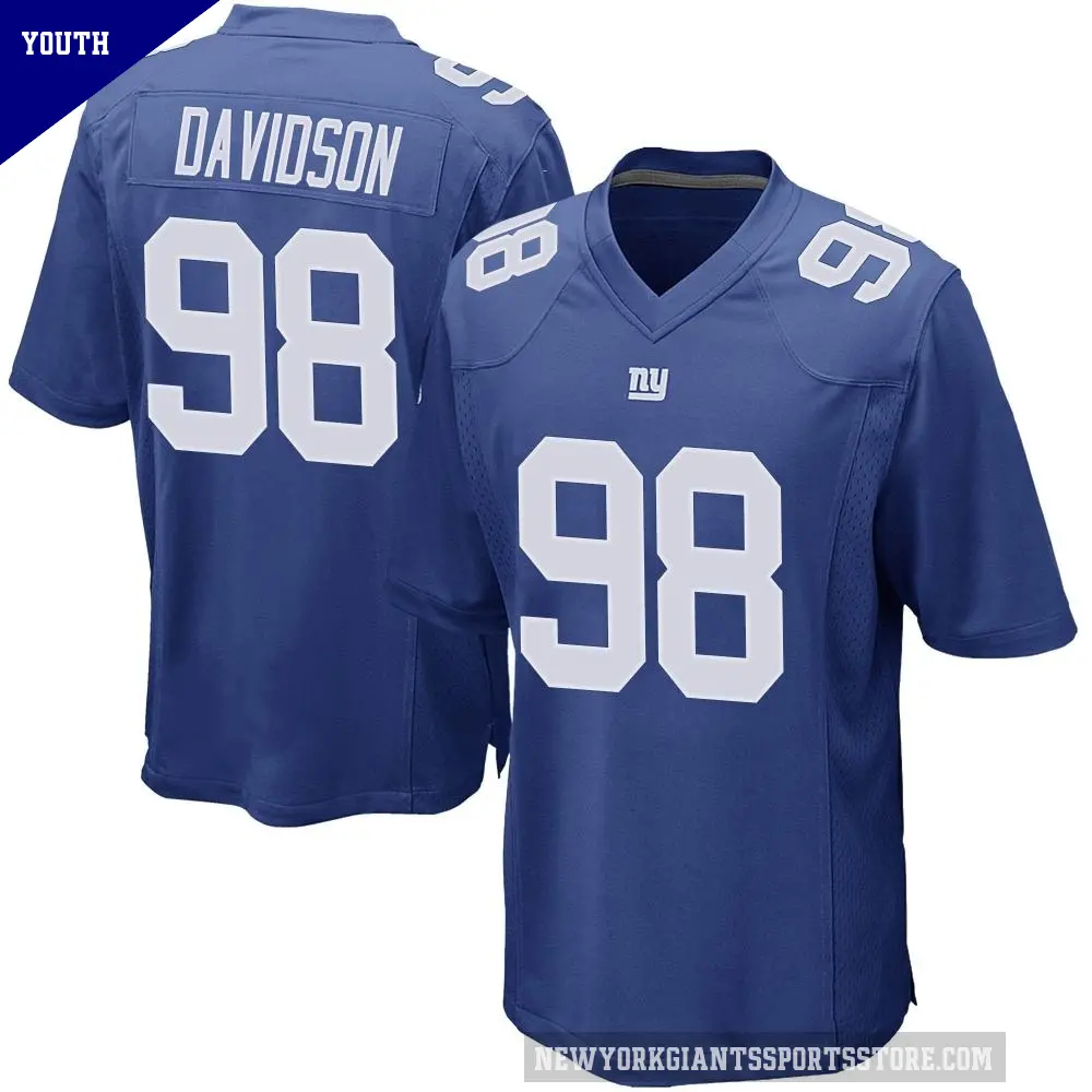 Youth New York Giants ＃98 D.J. Davidson Royal Game Team Color Jersey
