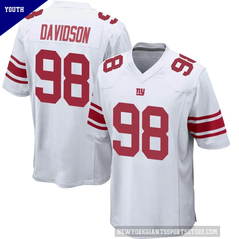 Youth New York Giants ＃98 D.J. Davidson White Game Jersey