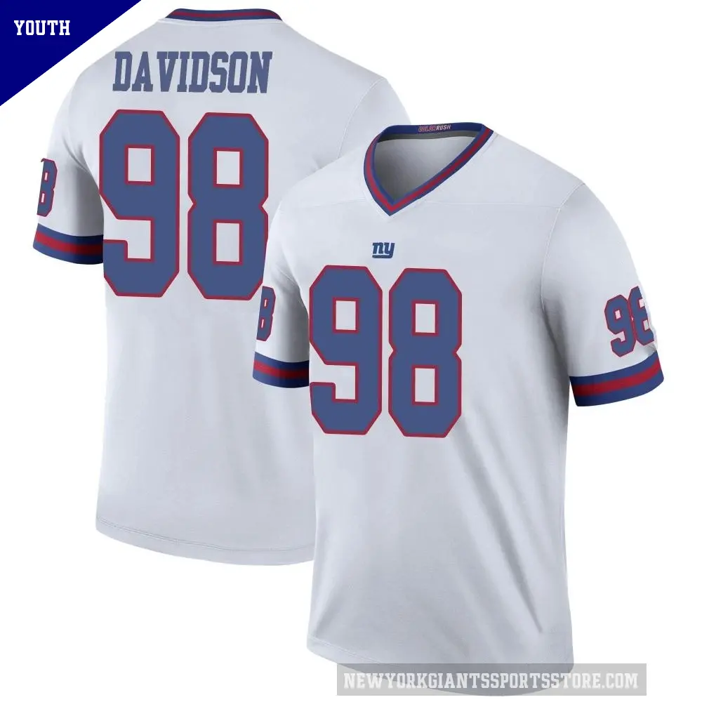 Youth New York Giants ＃98 D.J. Davidson White Legend Color Rush Jersey